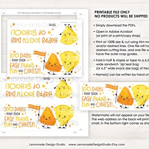 Printable 100th Day of School Tags for Students Snack Back Topper Classroom Happy 100 Days of School Treat Cheese Snack Goldfish 100 Snacks image 3