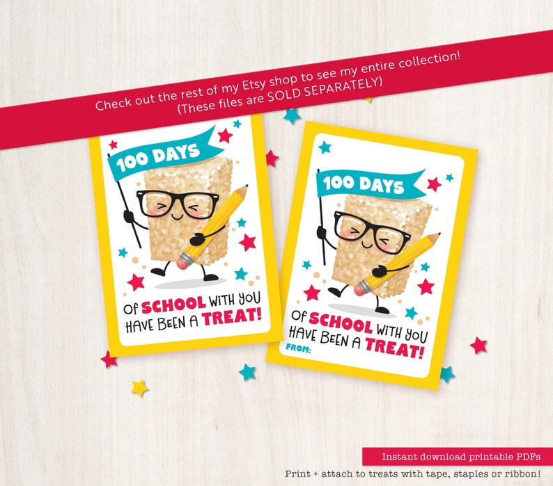 100 Days of School Printable Snack Tags for Students Happy 100th Day of ...