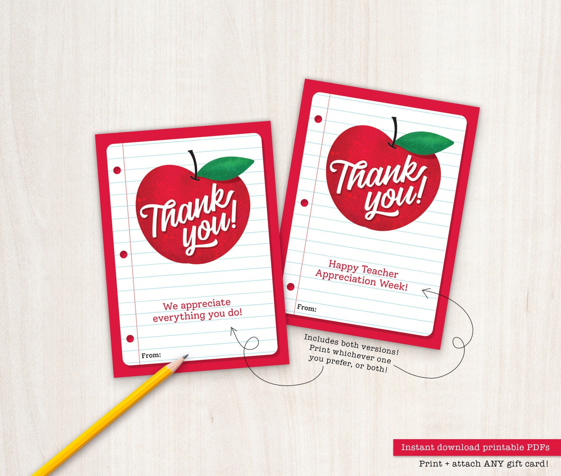 教師感謝週間ギフト 印刷可能なギフトカードホルダー 先生への感謝状 生徒からの先生への贈り物 PTO PTA アップルガスカード コーヒータグ -  Etsy 日本, image size:1950x1654