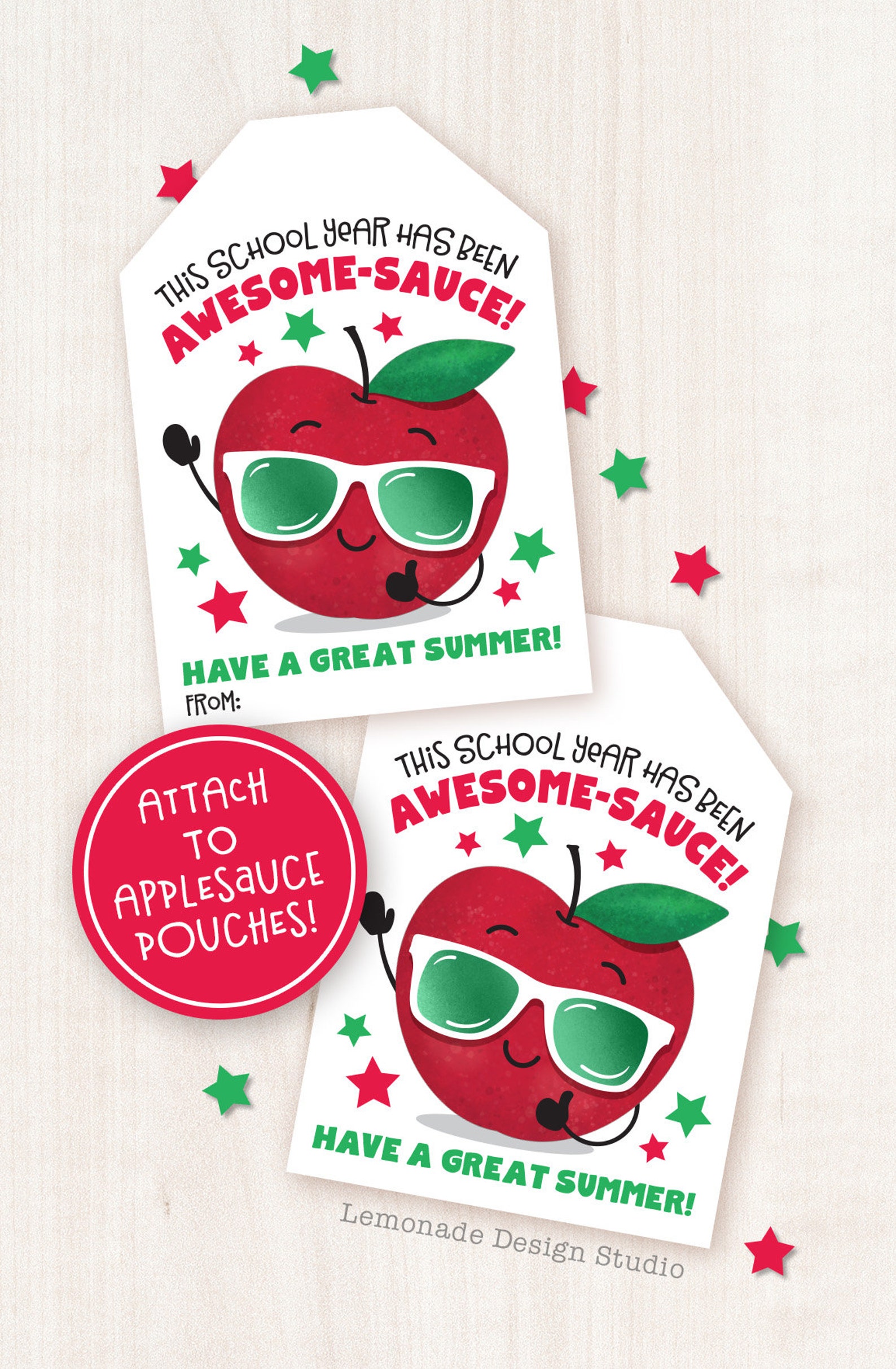 Printable Last Day of School Tag Classroom Treat Tag Applesauce Pouch ...