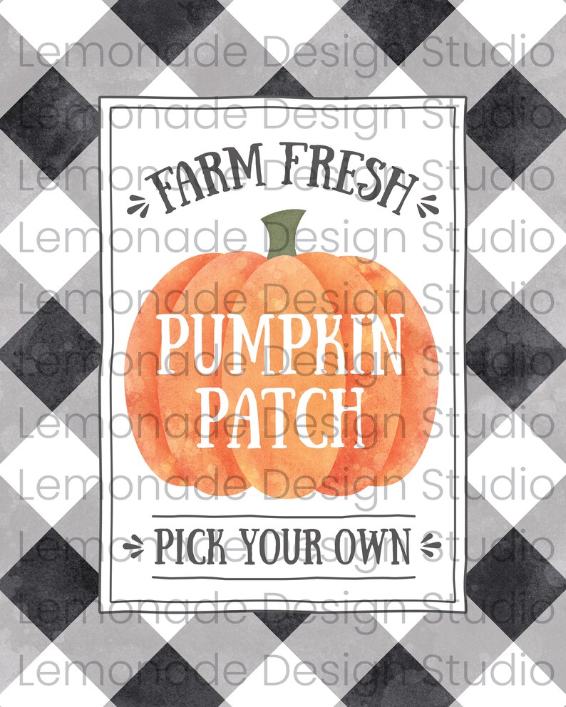 PRINTABLE Pumpkin Patch Sign, Farmhouse Fall Decor Buffalo check buffalo plaid farmhouse sign, Printable Wall Art, Fall Sign Pumpkin Spice image 3