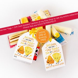 Printable 100th Day of School Tags for Students Snack Back Topper Classroom Happy 100 Days of School Treat Cheese Snack Goldfish 100 Snacks image 7