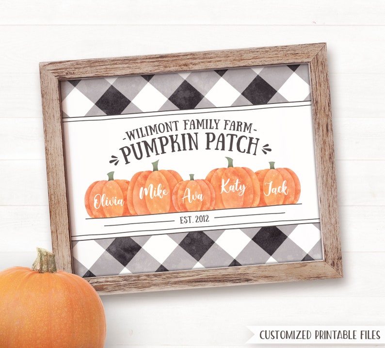 PRINTABLE Fall Decor, Fall Sign, Personalized Family Pumpkin Patch Sign Autumn Decor Autumn Sign Farmhouse Fall Decor Fall Buffalo Plaid Art image 2