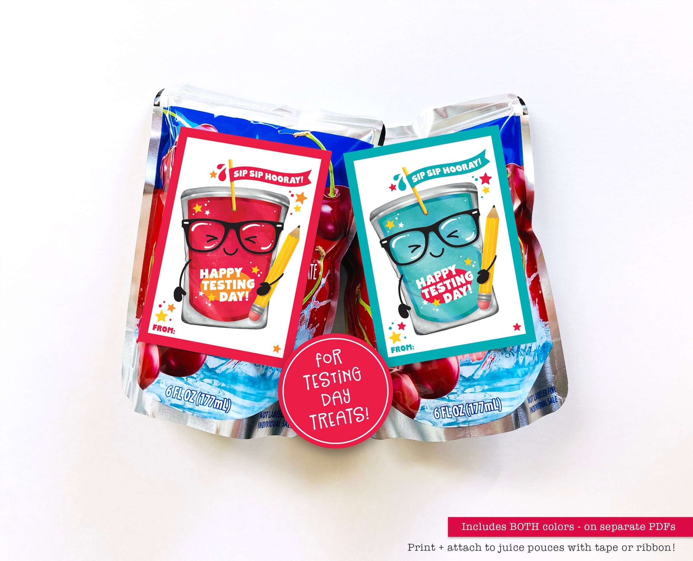 Printable Testing Day Tag Classroom Treat Tag Juice Pouch Label Good Luck Gift Test Day Finals School Test Taking Juice Box Drink TagPTO PTA