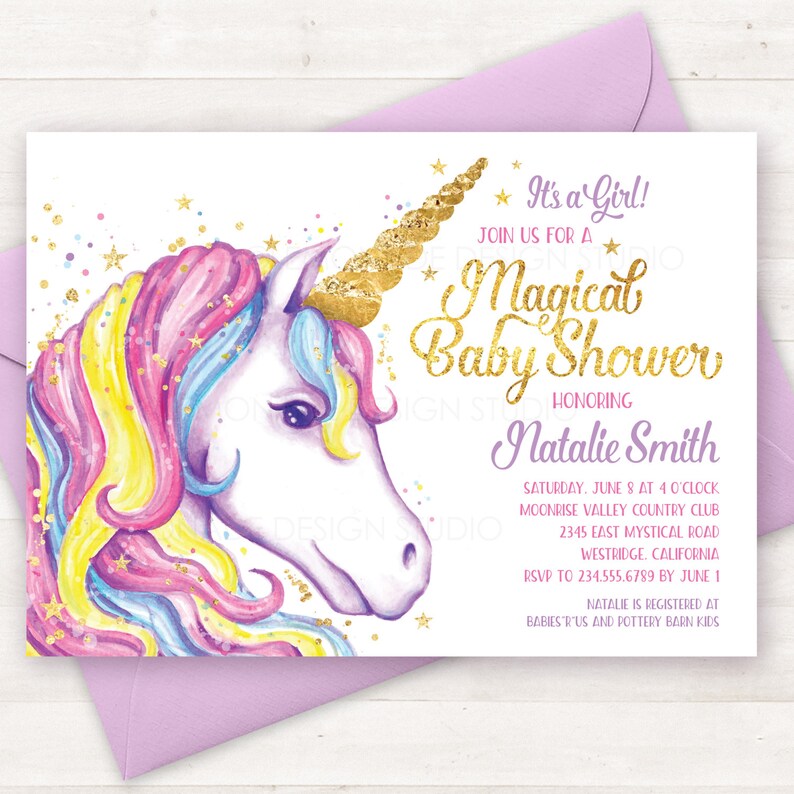 Baby Shower Invitation Unicorn Invitation Printable Unicorn - Etsy