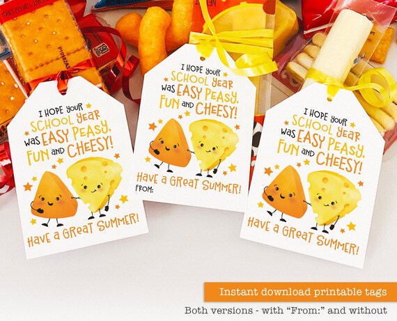 Printable Last Day of School Tag Classroom Snack Friend Tags Tag End of School Year Classmate Teacher Gift Tag Summer String Cheese Goldfish Il_570xn