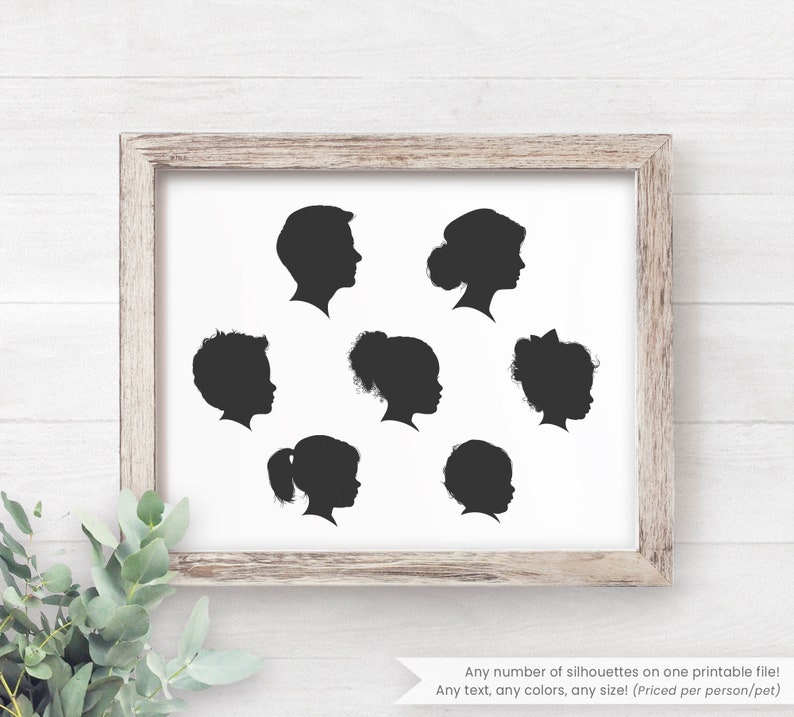 Family Portrait Personalized Gift for Grandparents for Grandma Gift Grandchildren Sign Custom Silhouette Portrait Mothers Day Gift for Mom image 10