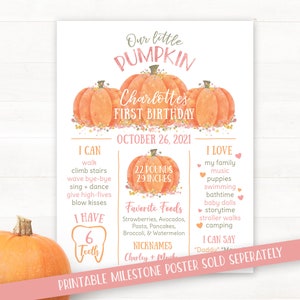 Little Pumpkin First Birthday Invitation, Little Pumpkin Invitations, Little Pumpkin Turning One Invitation, Printable Birthday Invites Girl image 5