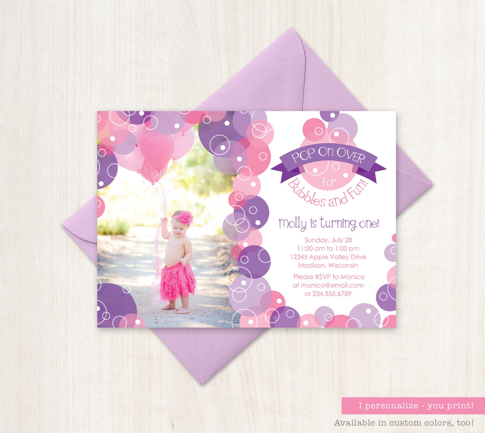 Bubbles and Brunch Invitation Bubble Birthday Party Invite Etsy