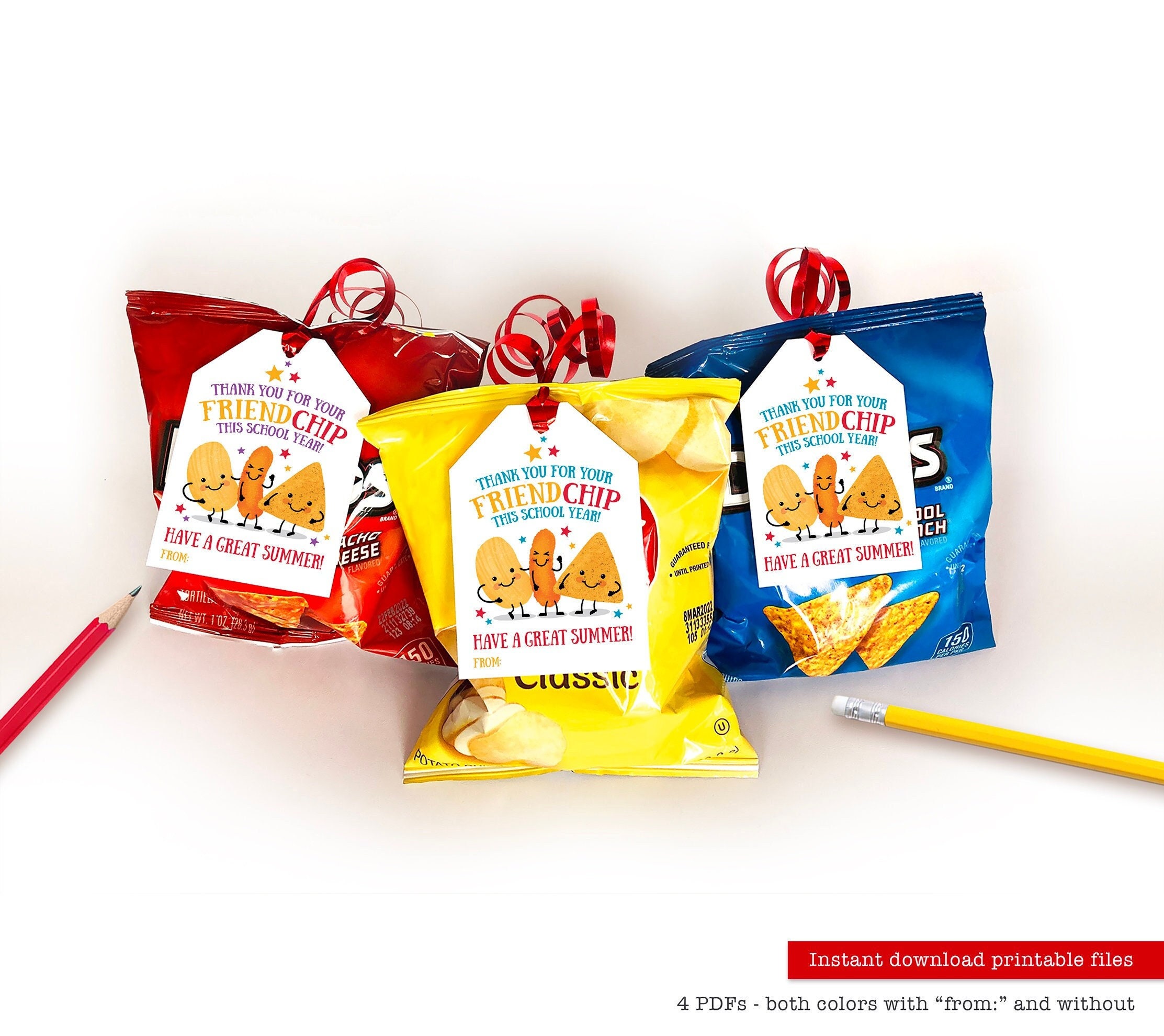 Last Day of School Printable Tag Classroom Treat Tag Friend Chip Bag ...