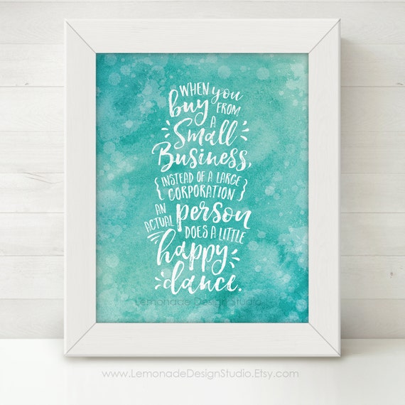 Watercolor Print in 2 Styles, Instant Download Printable Art Prints, Small Business Art, Printable Quote, Inspirational Quote Wall Art, Aqua Il_570xn