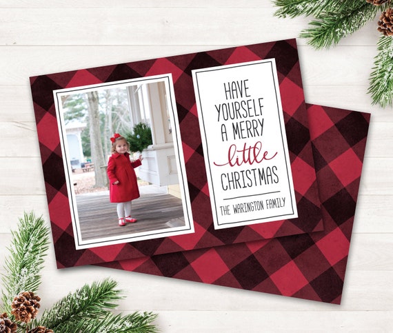 Buffalo Plaid Christmas Cards with Photo Christmas Card Photo Holiday Cards Photo Printable Red Buffalo Plaid Christmas Farmhouse Christmas Il_570xn