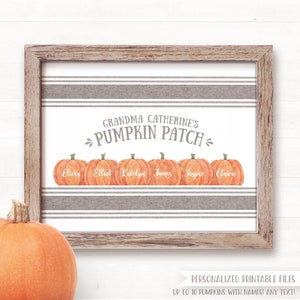 Fall Decor Printable Wall Art Personalized Family Pumpkin Patch Sign Fall Sign Autumn Decor Autumn Sign Fall Farmhouse Decor Grey Stripe image 5