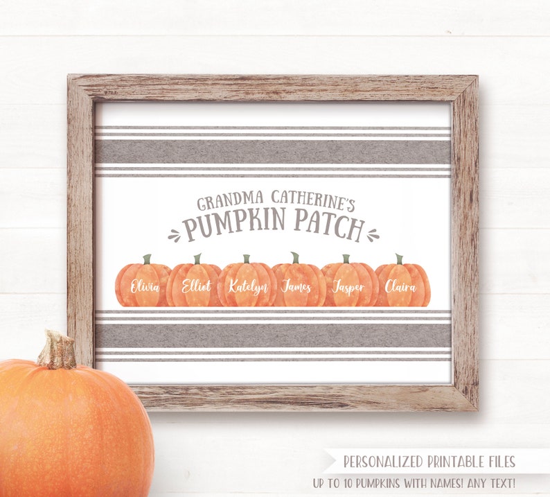 Fall Decor Printable Wall Art Personalized Family Pumpkin Patch Sign Fall Sign Autumn Decor Autumn Sign Fall Farmhouse Decor Grey Stripe image 5