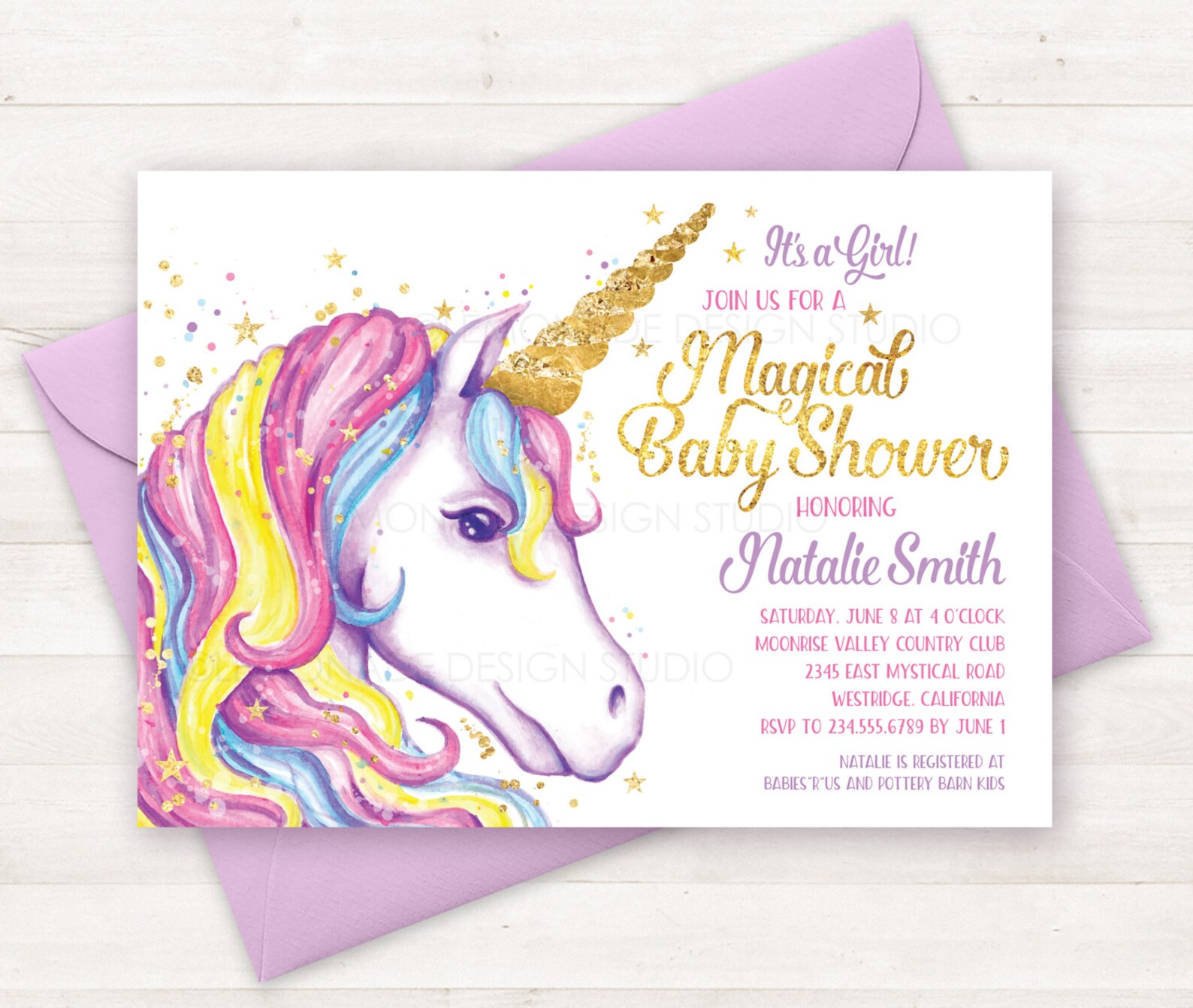 Baby Shower Invitation Unicorn Invitation Printable Unicorn Etsy