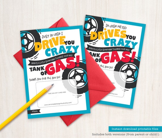 Teacher Appreciation Week Gift PRINTABLE Gas Gift Card Holder Funny Teacher Thank You Card End of Year Appreciation Gift Daycare Bus Driver Il_570xn