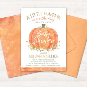 Little Pumpkin Birthday Invitation, Little Pumpkin turning one Invitation Printable Birthday Party Autumn Birthday Invitation First Birthday image 9