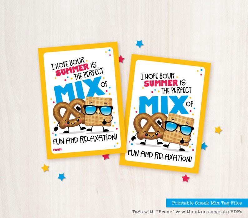 Printable Last Day of School Snack Mix Tags Classroom Treat Tag Pretzel ...