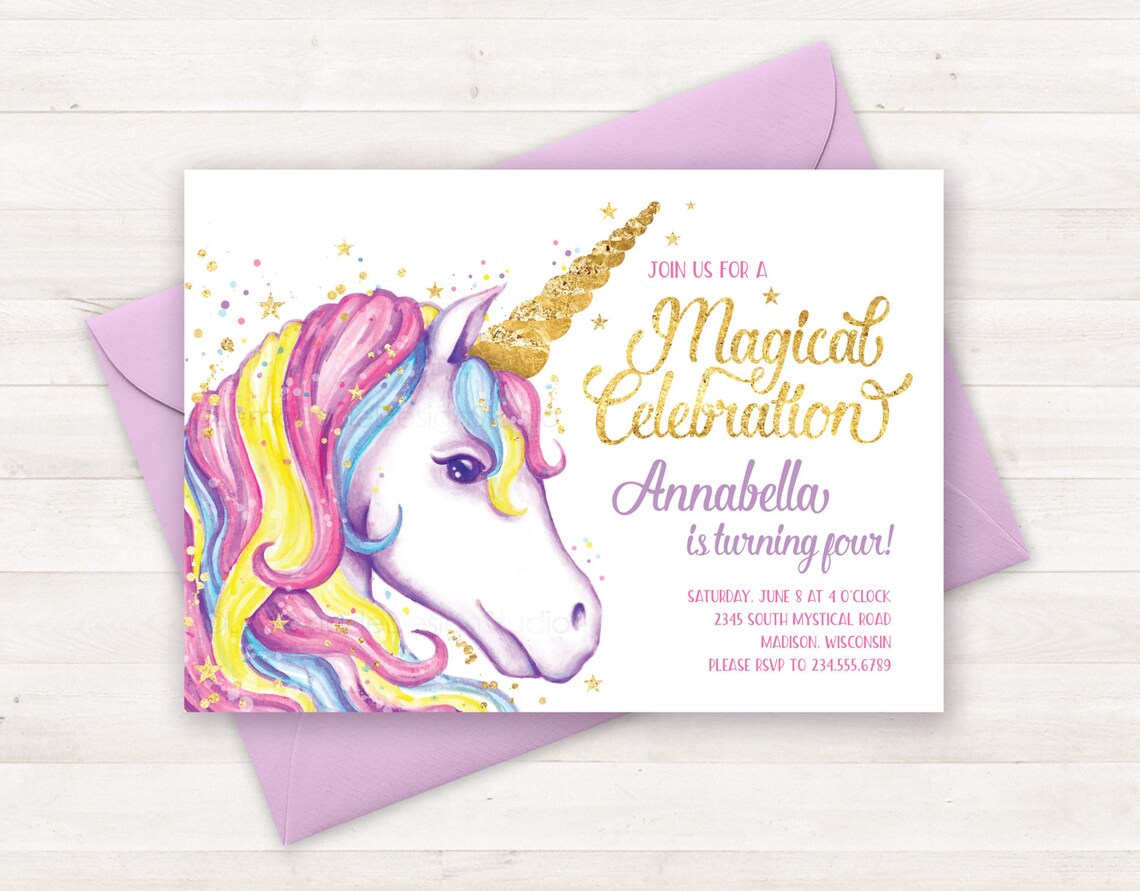 Unicorn Invitation Unicorn Birthday Invitation Unicorn Party | Etsy