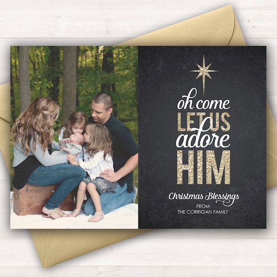 Religious Christmas Card Christian Christmas Cards Gold | Etsy