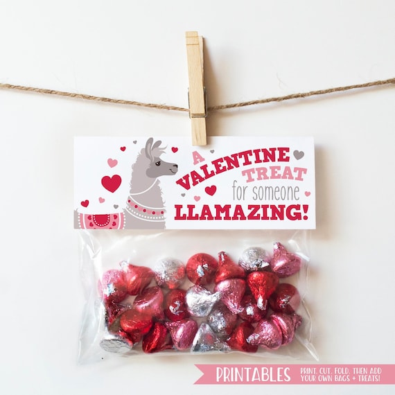 PRINTABLE Valentines for Kids, Printable Valentine Treat Bag Toppers Llama Valentine Cards Classroom Valentines Day Card Kids Treat Tags DIY Il_570xn