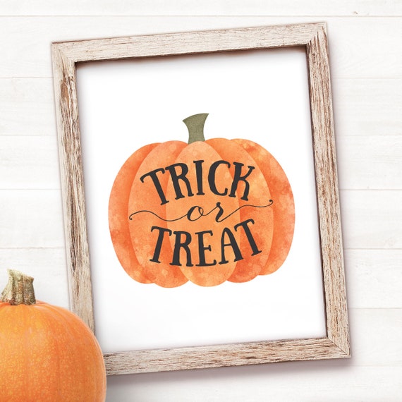 Halloween Sign Trick or Treat Sign PRINTABLE Halloween Decor - Etsy