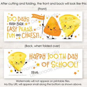 Printable 100th Day of School Tags for Students Snack Back Topper Classroom Happy 100 Days of School Treat Cheese Snack Goldfish 100 Snacks image 4