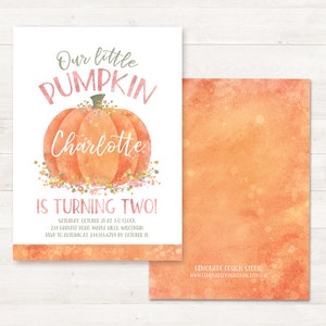 Little Pumpkin First Birthday Invitation, Little Pumpkin Invitations, Little Pumpkin Turning One Invitation, Printable Birthday Invites Girl image 7