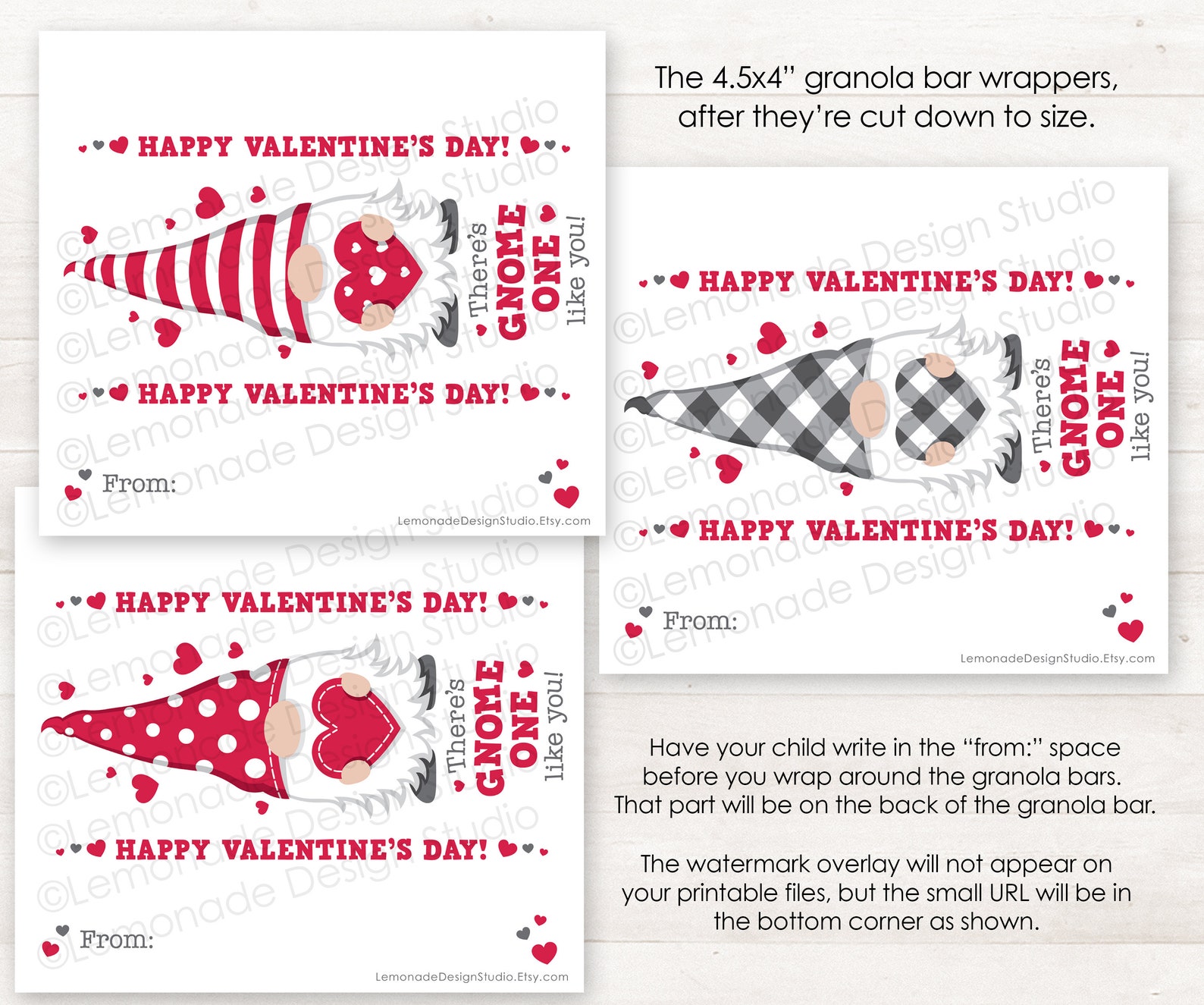 PRINTABLE Granola Bar Valentines Gnome Valentines Classroom Etsy