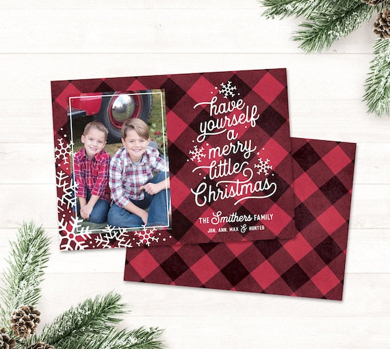 buffalo plaid photo christmas cards