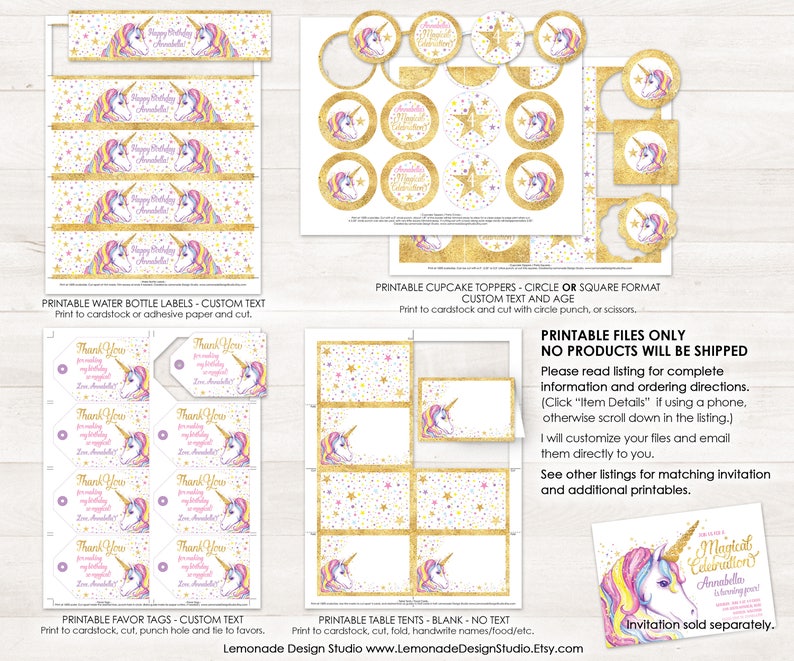 PRINTABLE Unicorn Party Decorations Unicorn Party Printables Etsy