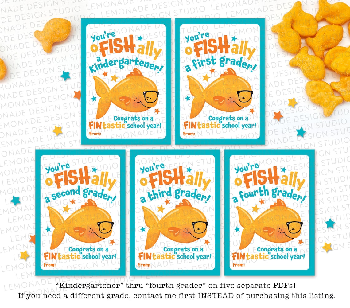 O Fish Ally Kindergarten - 4th Grade Goldfish Tags Printable Last Day ...