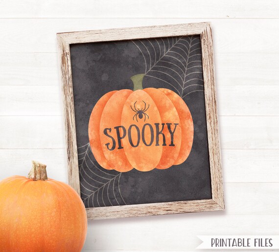 Spooky Halloween Sign PRINTABLE Farmhouse Halloween Decor Printable Halloween Decorations Spider Pumpkin Decor Sign Halloween Wall Art Print Il_570xn