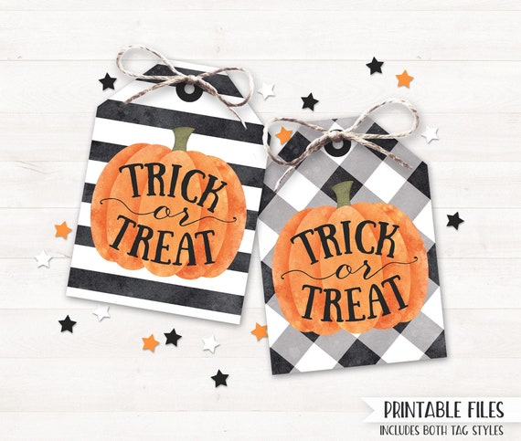 PRINTABLE Trick or Treat Tags, Printable Halloween Favor Tags, Halloween Tags Halloween Party Favors, Halloween Treat Bag Tags Class Treats Il_570xn