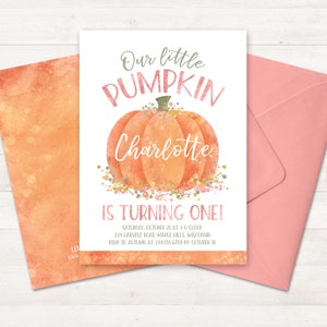 Little Pumpkin Birthday Invitation, Little Pumpkin turning one Invitation Printable Birthday Party Autumn Birthday Invitation First Birthday image 5