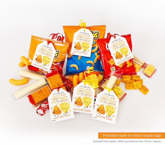 Printable Back to School Gift Tags for Students Snack Tag Classroom First Day of School Treat Cheese Snack String Cheese Goldfish Teacher Il_570xn