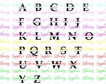 26 Split Letters A through Z SVG PNG JPG Scrapbooking Tshirts Monograms Decals