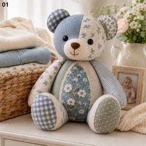 Memory Bear Schnittmuster PDF, 14 Zoll Erinnerungs-Teddybär aus Kleidung, A4 Letter Projektor