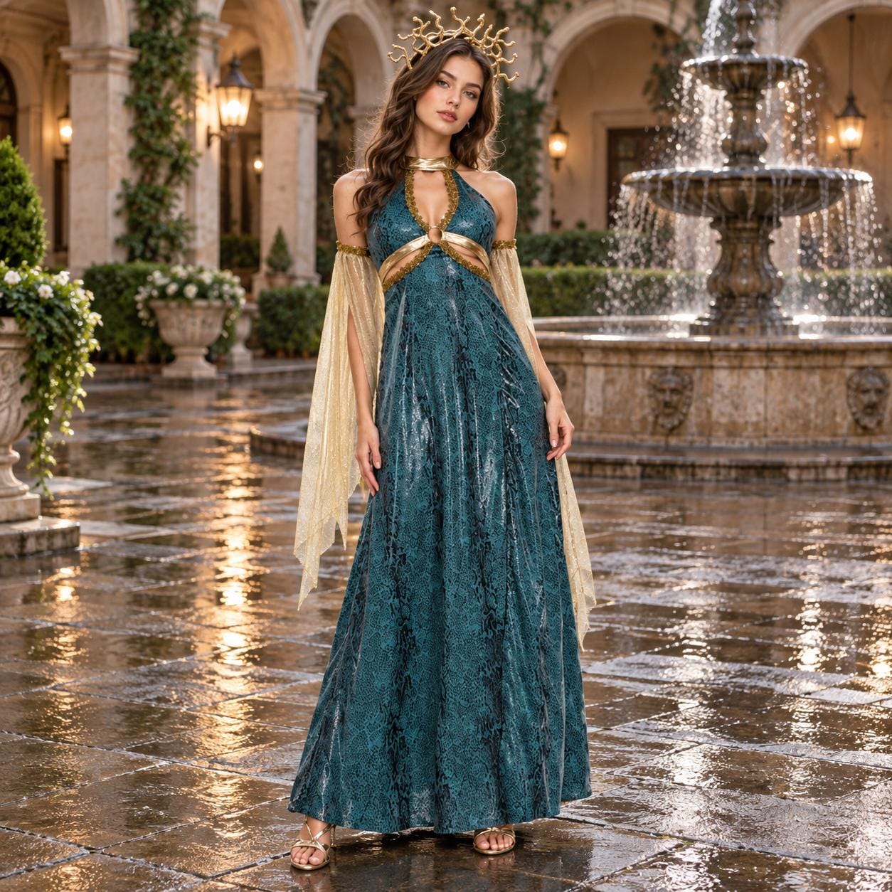 gold snake dress Gown on sale