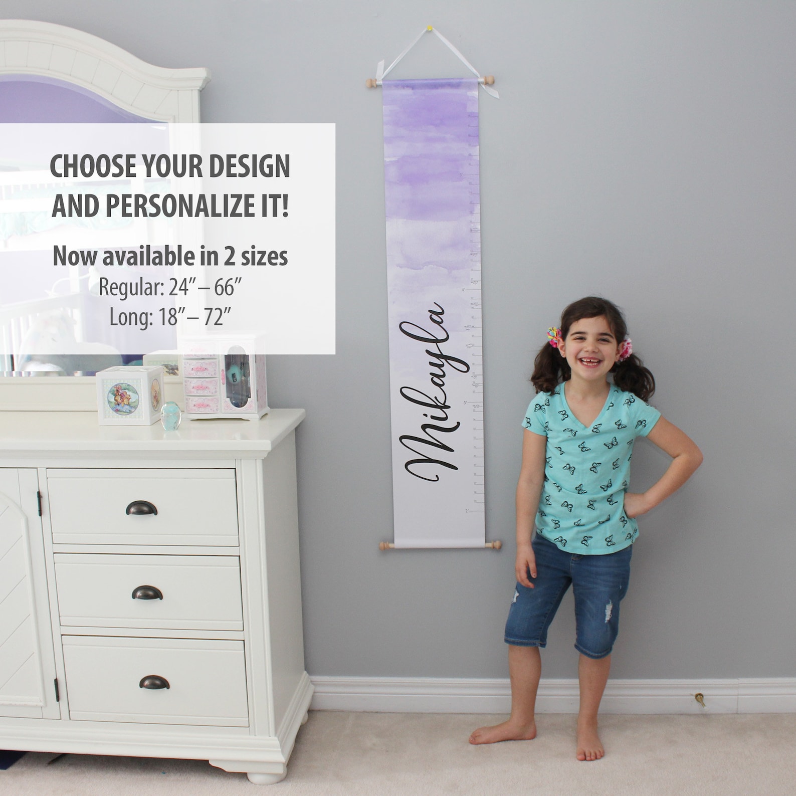 Girls Growth Chart Decorative Growth Chart Girl's Etsy