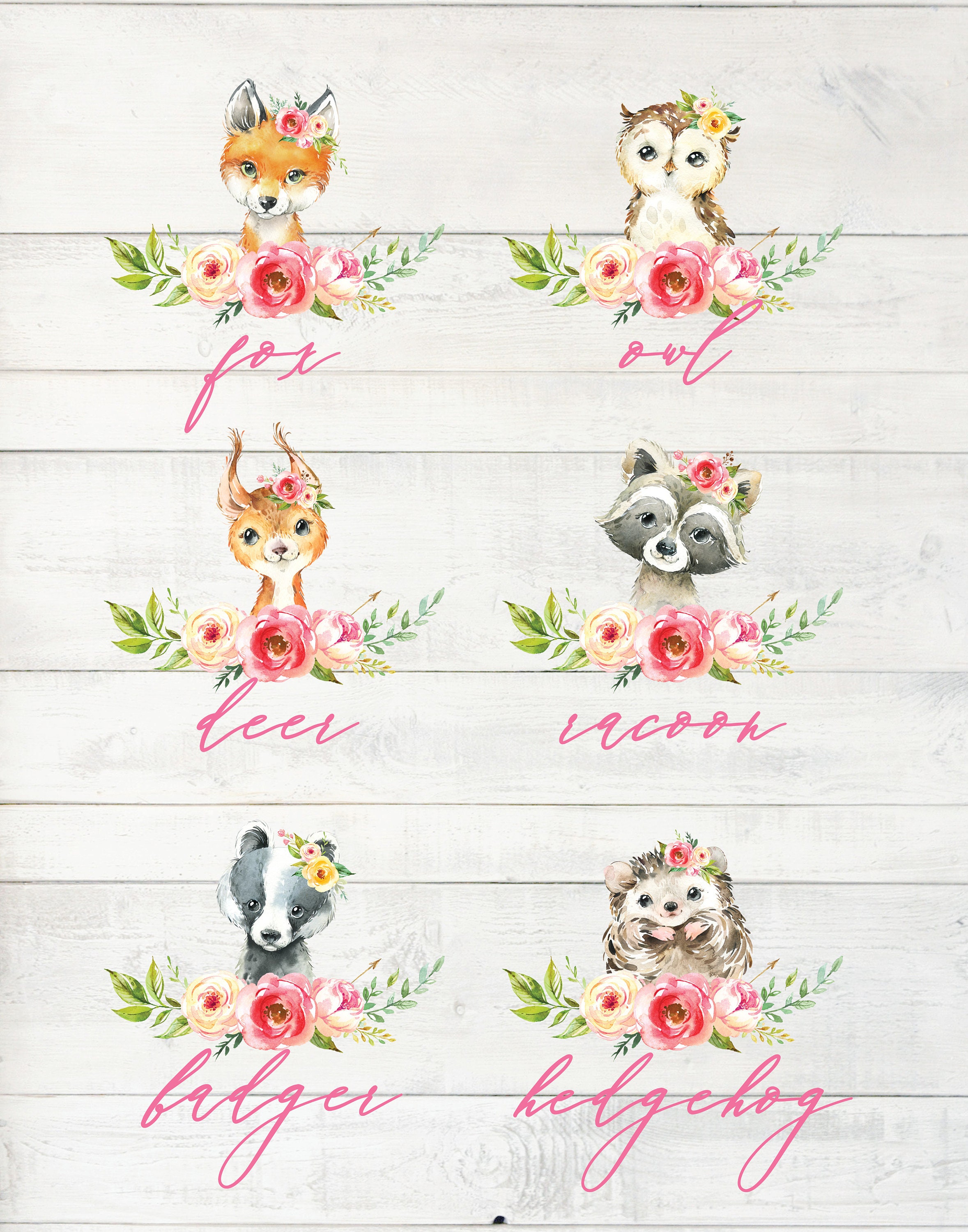 Woodland Animals Woodland Nursery Name Meaning Print Etsy