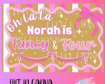 Fancy and Four Birthday Banner Template|Trace and Paint|Printable|Customizable