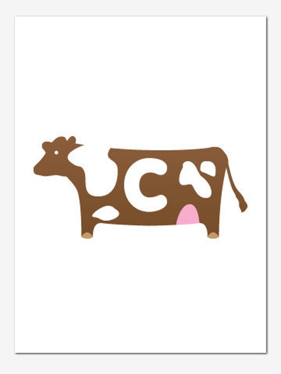 Download Items similar to C Cow Alphabet Print for Nursery Decor on ...