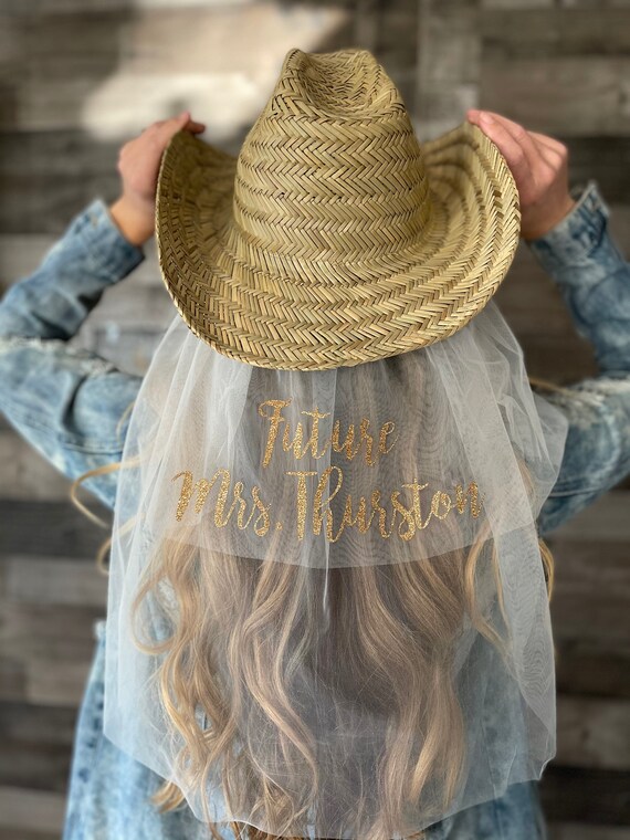 Cowboy hat wedding veil Clearance