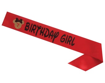 Minnie Mouse Birthday Sash- Toddler Birthday- Custom Sash- Bday Sash- Disney Sash - Ribbon Sash - Satin Sash - Sweet 16 Gift