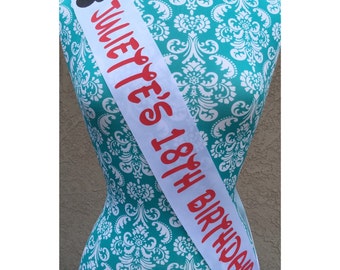 Disney Inspired Birthday Sash - 18th birthday sash - milestone birthday - birthday gift - design your own sash