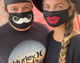 Mustache & Lips face masks