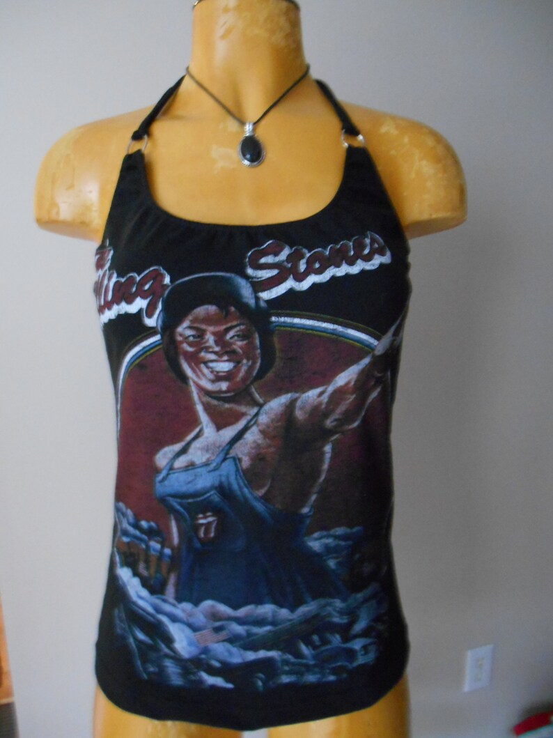 Rolling Stones halter top REconstructed DIY Rock Music Band