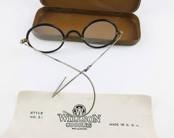 Vintage 'Willson Goggles' - Style No. Z1 - Original Metal Case With Paper - Eyeglasses from the Early 1920s - Industrial Safety Glasses