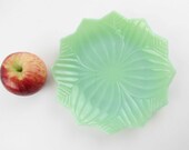 A Jadeite Green 39 Lotus 39 Plate - Flower Petal - Early 39 Fenton 39 or 39 Fire-King 39 Glass - Awesome Green Opaque Milkglass - Collectible - Vintage